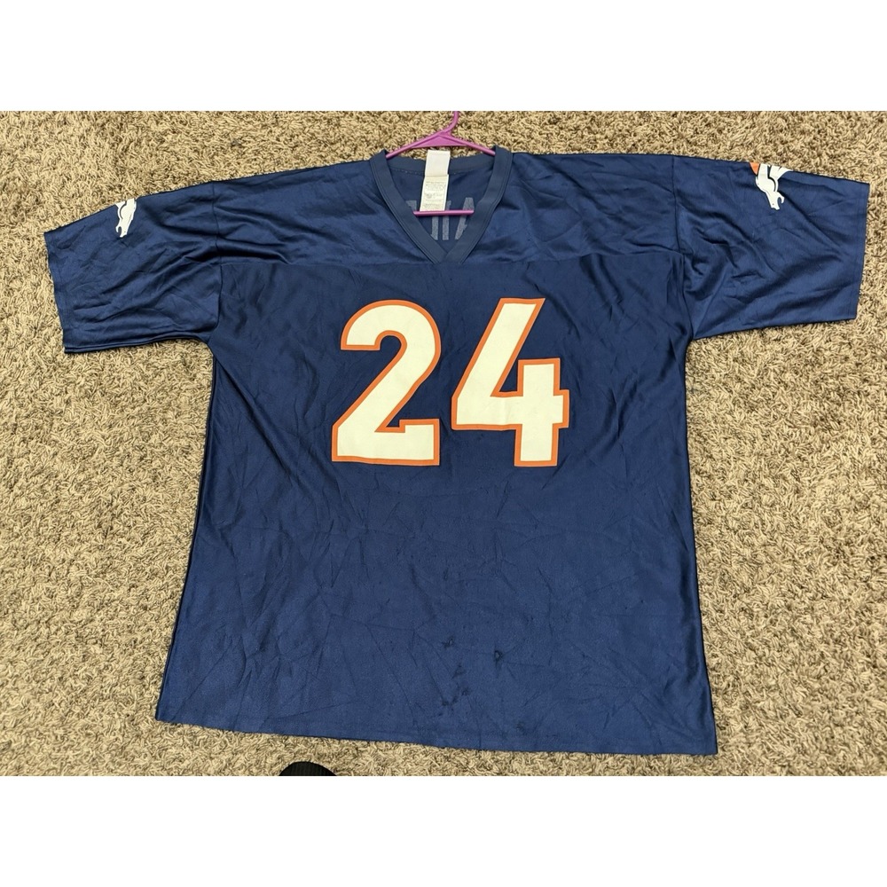 NFL Brand Denver Broncos Champ Bailey Jersey #24 Football Blue Shirt Mens 2XL
